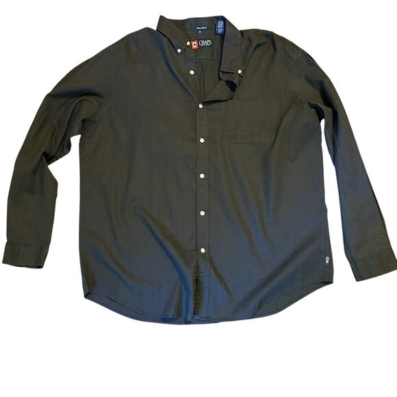 CHAPS Linen Blend Mens Mechanic Shirt NWT SZ XL Black Long Sleeve Office Resort - Picture 6 of 8